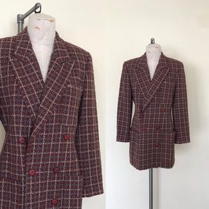 Brown Houndstooth Blazer Coat